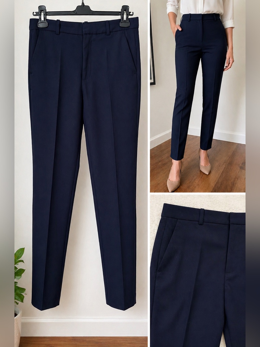 ZARA Navy Tailored Dress Pants | Chic Minimalist Office Style | Size US 2